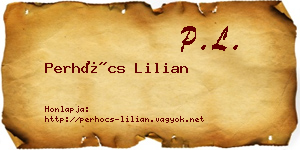 Perhócs Lilian névjegykártya